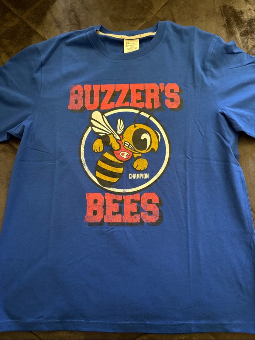 Champion Blue 'Buzzer's Bees' Graphic Tee with Yellow Bee NWT